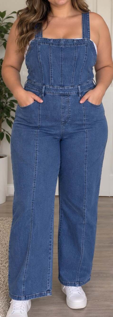 Forever 21 Denim Jumpsuit Size 2X Medium Wash